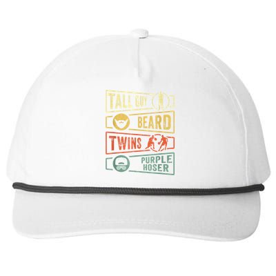 Tall Guy Beard Twins Purple Hoser Snapback Five-Panel Rope Hat