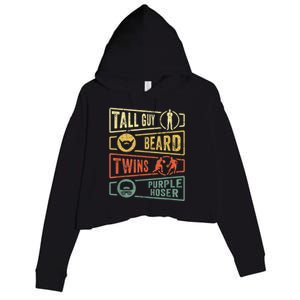 Tall Guy Beard Twins Purple Hoser Crop Fleece Hoodie