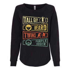 Tall Guy Beard Twins Purple Hoser Womens California Wash Sweatshirt