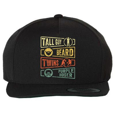 Tall Guy Beard Twins Purple Hoser Wool Snapback Cap