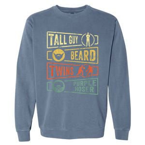 Tall Guy Beard Twins Purple Hoser Garment-Dyed Sweatshirt