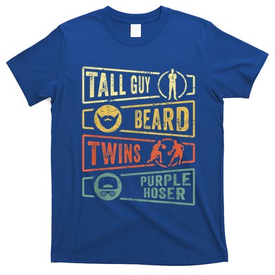 Tall Guy Beard Twins Purple Hoser T-Shirt
