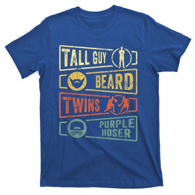 Tall Guy Beard Twins Purple Hoser T-Shirt