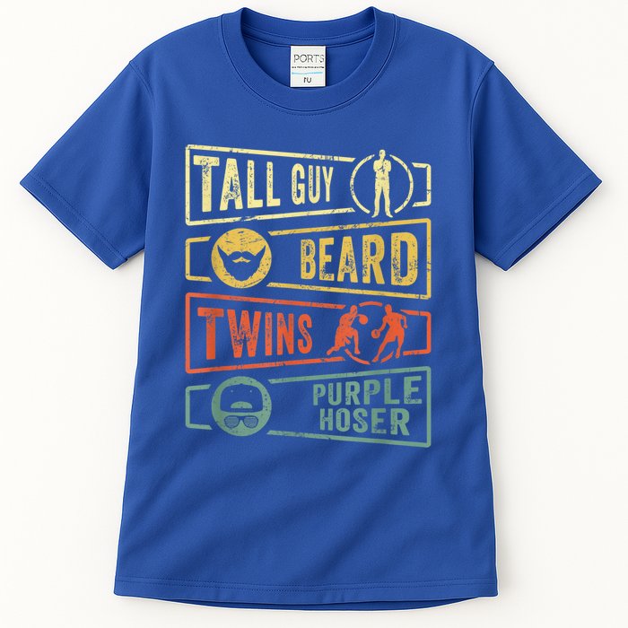 Tall Guy Beard Twins Purple Hoser Tall T-Shirt