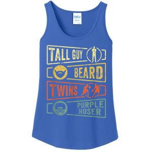 Tall Guy Beard Twins Purple Hoser Ladies Essential Tank