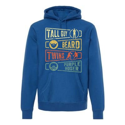 Tall Guy Beard Twins Purple Hoser Premium Hoodie