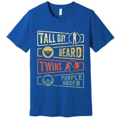 Tall Guy Beard Twins Purple Hoser Premium T-Shirt