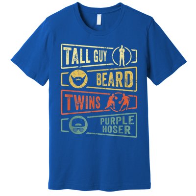 Tall Guy Beard Twins Purple Hoser Premium T-Shirt