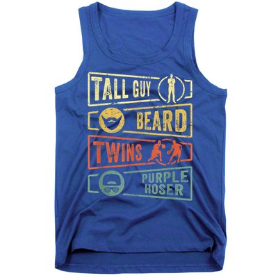 Tall Guy Beard Twins Purple Hoser Tank Top