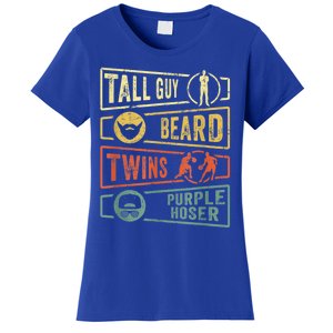 Tall Guy Beard Twins Purple Hoser Women's T-Shirt