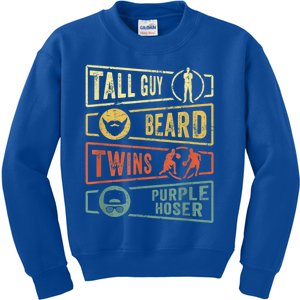 Tall Guy Beard Twins Purple Hoser Kids Sweatshirt