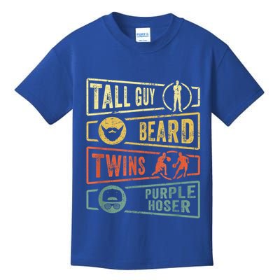 Tall Guy Beard Twins Purple Hoser Kids T-Shirt