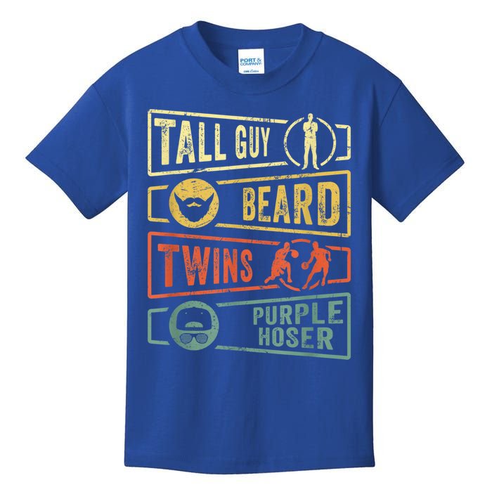 Tall Guy Beard Twins Purple Hoser Kids T-Shirt