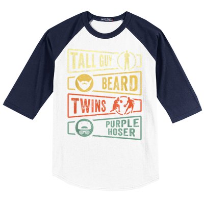 Tall Guy Beard Twins Purple Hoser Baseball Sleeve Shirt