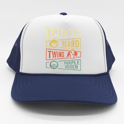 Tall Guy Beard Twins Purple Hoser Trucker Hat