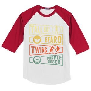 Tall Guy Beard Twins Purple Hoser Kids Colorblock Raglan Jersey