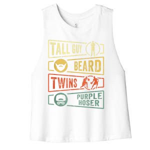 Tall Guy Beard Twins Purple Hoser Women's Racerback Cropped Tank