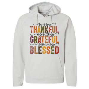 Thankful Grateful Blessed Performance Fleece Hoodie