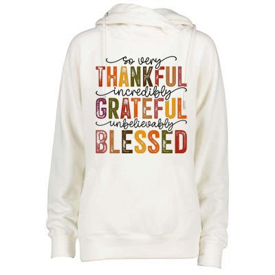 Thankful Grateful Blessed Womens Funnel Neck Pullover Hood