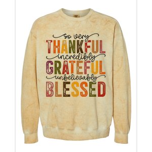 Thankful Grateful Blessed Colorblast Crewneck Sweatshirt