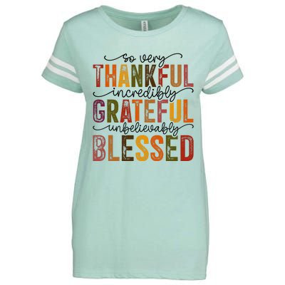 Thankful Grateful Blessed Enza Ladies Jersey Football T-Shirt