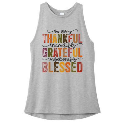 Thankful Grateful Blessed Ladies PosiCharge Tri-Blend Wicking Tank