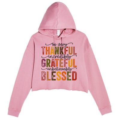 Thankful Grateful Blessed Crop Fleece Hoodie