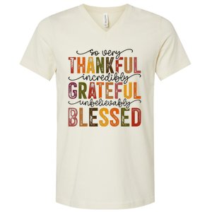 Thankful Grateful Blessed V-Neck T-Shirt