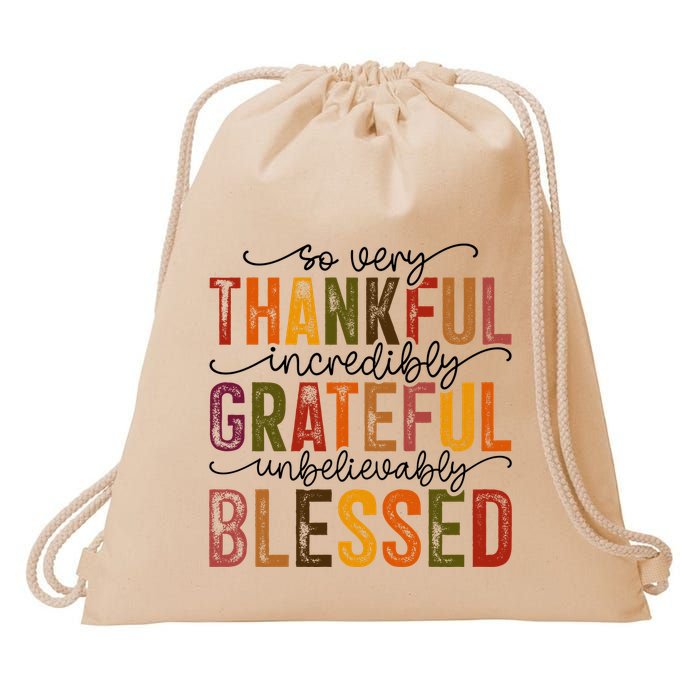 Thankful Grateful Blessed Drawstring Bag