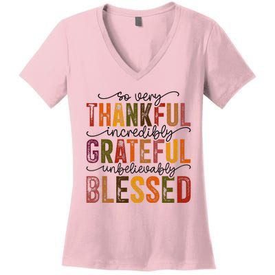 Thankful Grateful Blessed Women's V-Neck T-Shirt