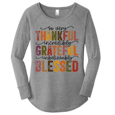 Thankful Grateful Blessed Women's Perfect Tri Tunic Long Sleeve Shirt