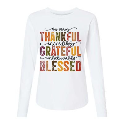 Thankful Grateful Blessed Womens Cotton Relaxed Long Sleeve T-Shirt