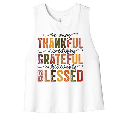 Thankful Grateful Blessed Women's Racerback Cropped Tank