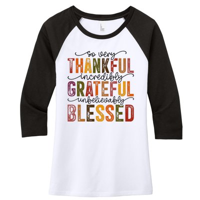 Thankful Grateful Blessed Women's Tri-Blend 3/4-Sleeve Raglan Shirt