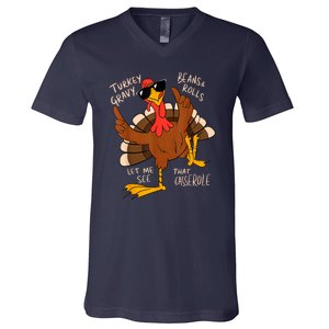 Turkey Gravy Beans And Rolls Casserole Funny Thanksgiving V-Neck T-Shirt