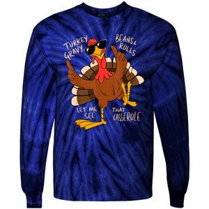 Turkey Gravy Beans And Rolls Casserole Funny Thanksgiving Tie-Dye Long Sleeve Shirt