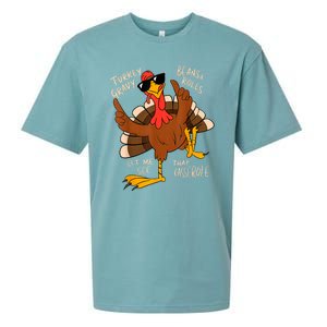 Turkey Gravy Beans And Rolls Casserole Funny Thanksgiving Sueded Cloud Jersey T-Shirt