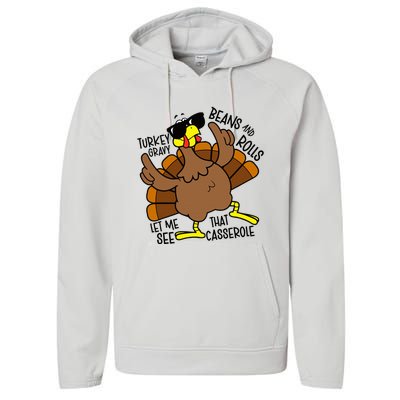 Turkey Gravy Beans And Rolls Let Me See That Casserole Performance Fleece Hoodie