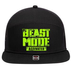 Trendy Graphic Beast Mode Activated 7 Panel Mesh Trucker Snapback Hat