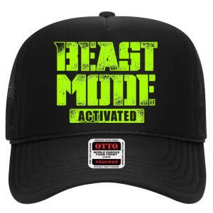 Trendy Graphic Beast Mode Activated High Crown Mesh Back Trucker Hat