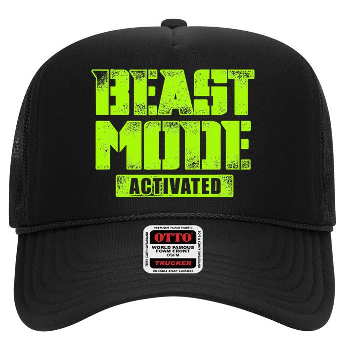 Trendy Graphic Beast Mode Activated High Crown Mesh Back Trucker Hat