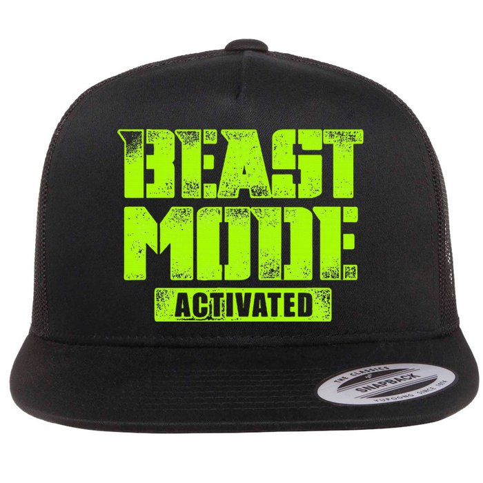 Trendy Graphic Beast Mode Activated Flat Bill Trucker Hat