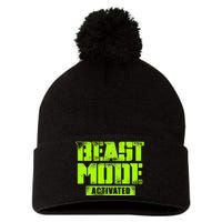 Trendy Graphic Beast Mode Activated Pom Pom 12in Knit Beanie