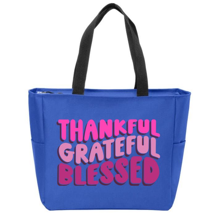 Thankful Grateful Blessed Cool Gift Zip Tote Bag