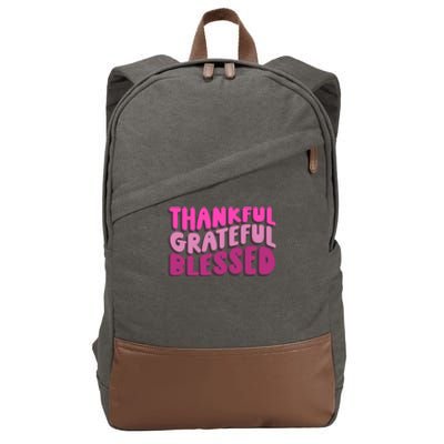 Thankful Grateful Blessed Cool Gift Cotton Canvas Backpack