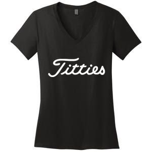 Titties Golf Bachelor Party Funny Golfing Gift Parody Women's V-Neck T-Shirt