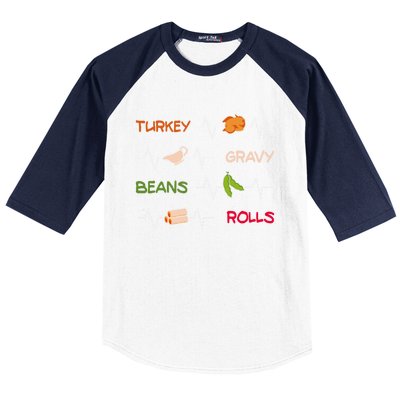 Turkey Gravy Beans Rolls / Funny Thanksgiving Party Great Gift Baseball Sleeve Shirt