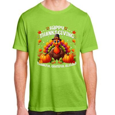 Thankful Grateful Blessed Happy Thanksgiving Turkey Women Gift Adult ChromaSoft Performance T-Shirt