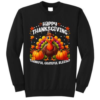 Thankful Grateful Blessed Happy Thanksgiving Turkey Women Gift Sweatshirt