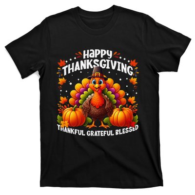 Thankful Grateful Blessed Happy Thanksgiving Turkey Women Gift T-Shirt